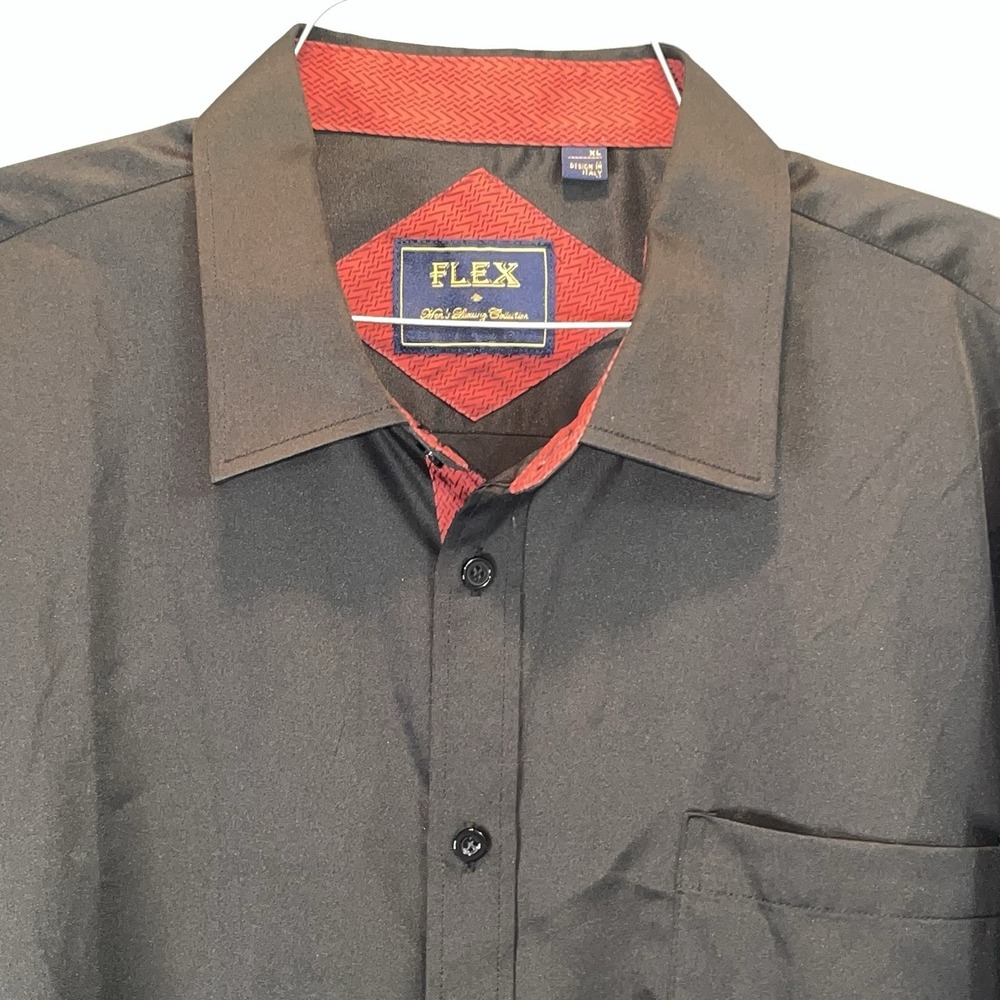 Men's Flex Luxury Collection XL Black Long‎ Sleeve Button Up Dress Shirt